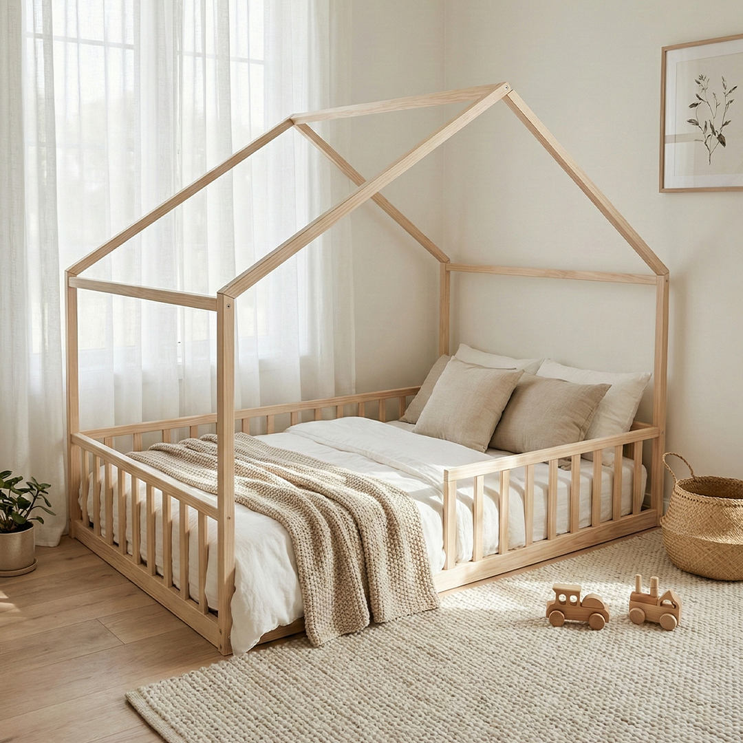 Cama Casinha Frontal - Pinho com proteção
