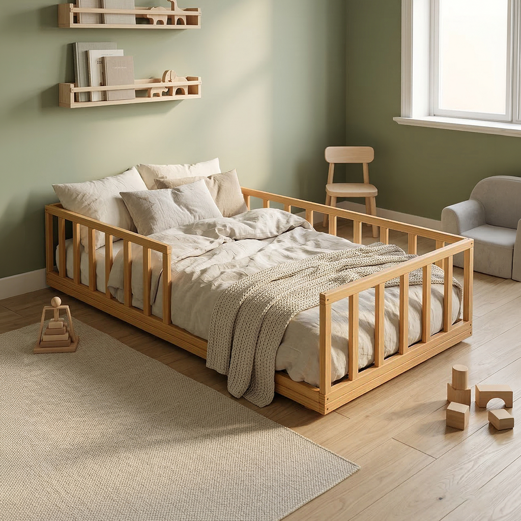 Cama Cercadinho - Pinho com proteção 190X90 + Colchão